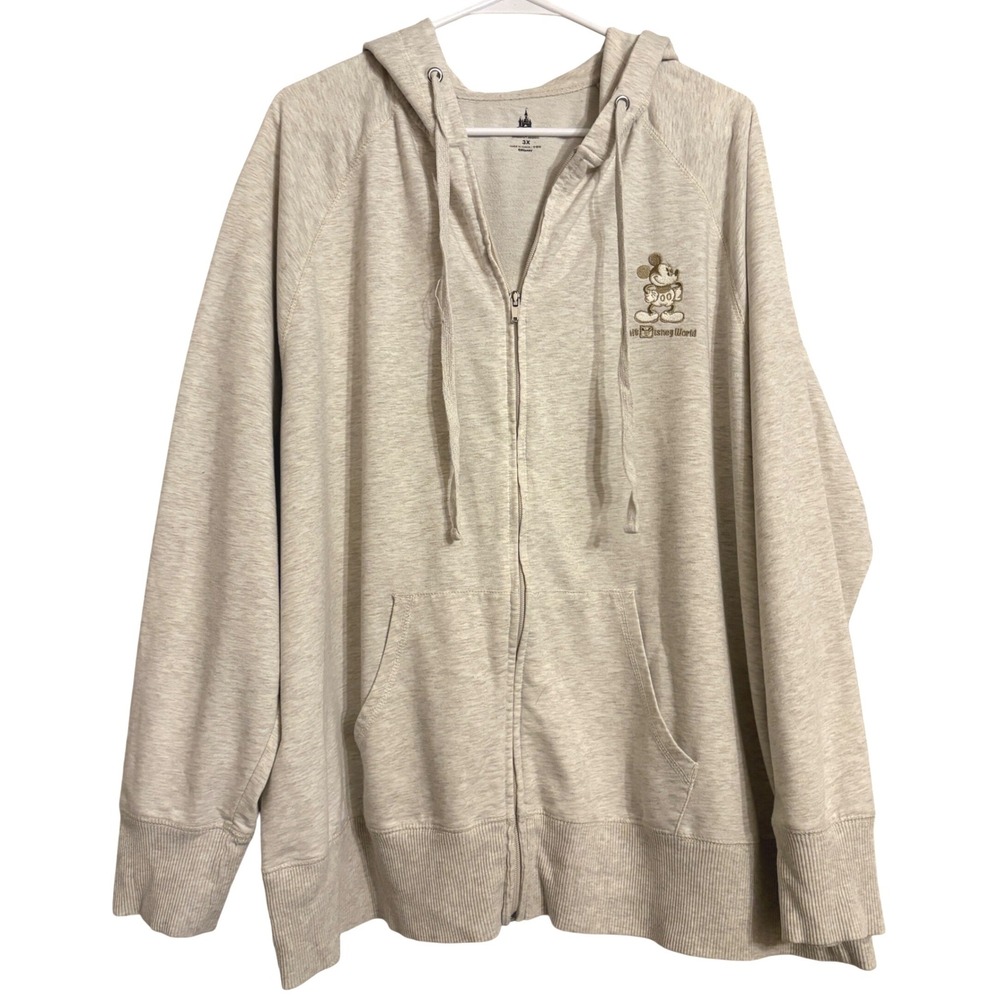 Disney Parks Zip Up Hoodie Walt Disney World Mickey Mouse Gray Plus Size 3X